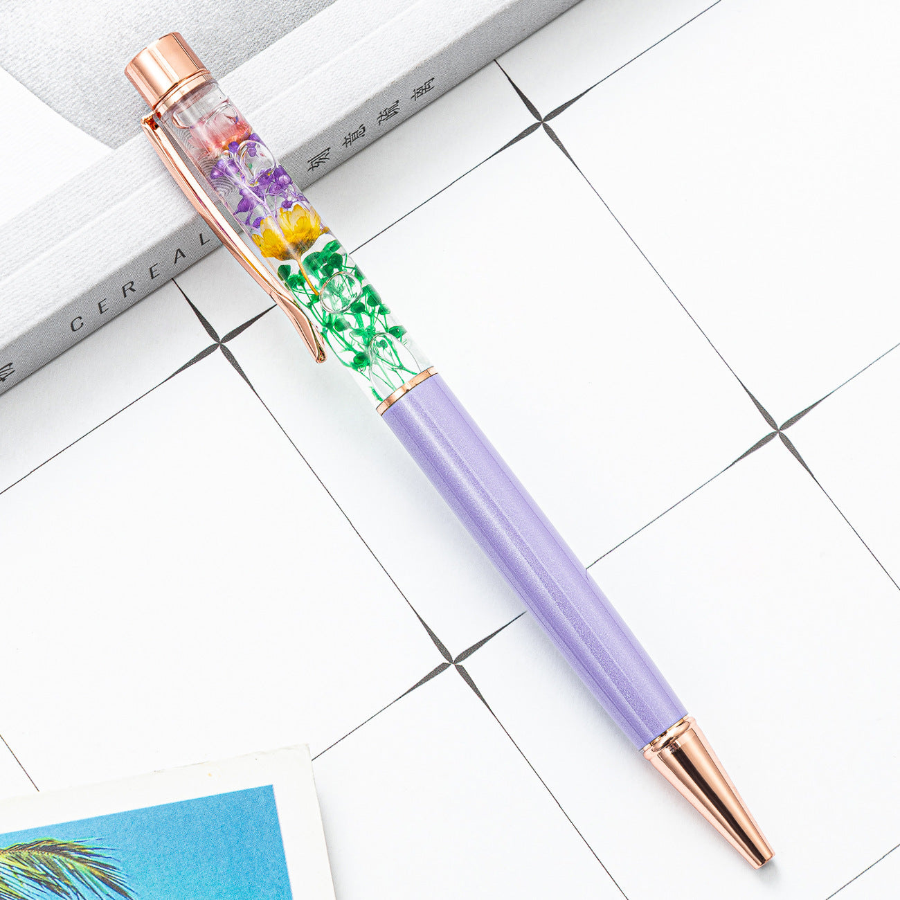 Wholesale Metal Crystal Preserved Flower Ballpoint Pen